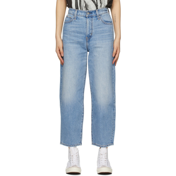 blue balloon leg jeans