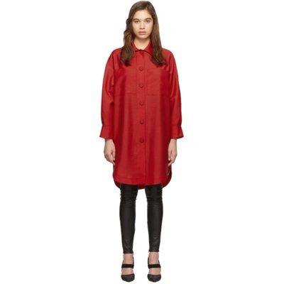 Shop Fendi Red Oversized Karligraphy Shirt In F18w2 Red