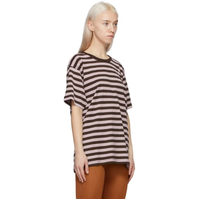 Shop Acne Studios Purple & Brown Striped Classic-fit T-shirt In Adi Lilac