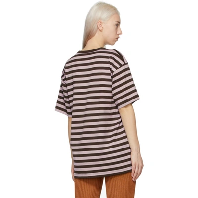 ACNE STUDIOS PURPLE AND BROWN STRIPED CLASSIC-FIT T-SHIRT