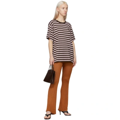 ACNE STUDIOS PURPLE AND BROWN STRIPED CLASSIC-FIT T-SHIRT