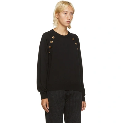 Shop Versace Black Wool Button Sweater In A1008 Nero