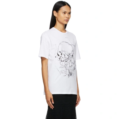 Shop Alexander Mcqueen White Skull Sketchbook T-shirt In 0900 White