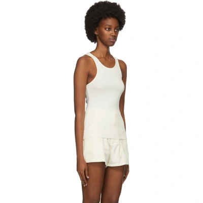 Shop Erl Off-white Ribbed Tank Top In 6 Cream
