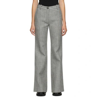 Shop Peter Do Grey Wool Flared Trousers