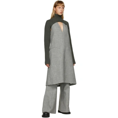 Shop Peter Do Grey Wool Flared Trousers