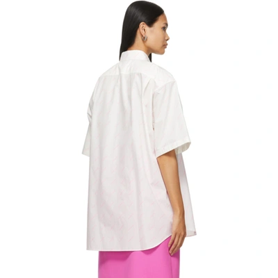 Shop Balenciaga White & Pink Allover Logo Short Sleeve Shirt In 9535 Wht/pk