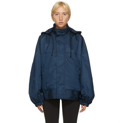 Shop Balenciaga Blue Upside Down Windbreaker Jacket In 4140 Blue