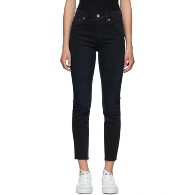 Shop Re/done Black 90s High-rise Ankle Crop Jeans In Faded Black