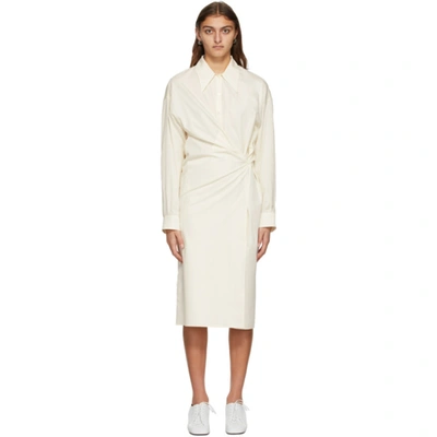 Shop Lemaire Off-white Poplin Twisted Dress In 001 Chalk