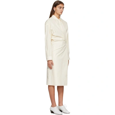 Shop Lemaire Off-white Poplin Twisted Dress In 001 Chalk