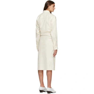 Shop Lemaire Off-white Poplin Twisted Dress In 001 Chalk