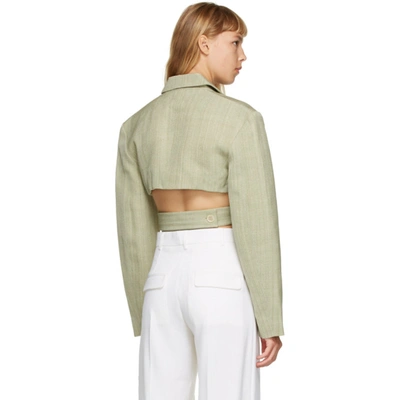 Shop Jacquemus Green 'le Haut Azur' Blazer In Light Green