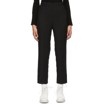 Shop Issey Miyake Black Pleated Tuxedo Trousers In 15 Black