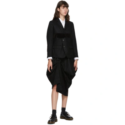 Shop Comme Des Garçons Comme Des Garçons Black Wool Harness Pull Skirt In 1 Black