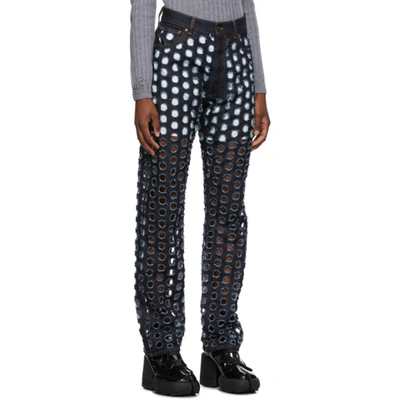 Shop Maison Margiela Blue Perforated Jeans In 967 Blue