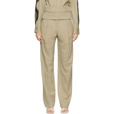 Shop Christopher Esber Beige Double Belted Trousers In Stone