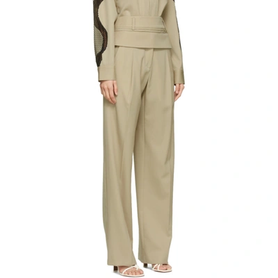 Shop Christopher Esber Beige Double Belted Trousers In Stone