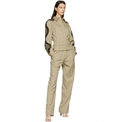 Shop Christopher Esber Beige Double Belted Trousers In Stone