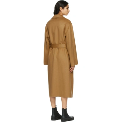 Shop Loewe Tan Wool & Cashmere Double Layer Belted Coat In 3150 Camel