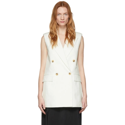 Shop Joseph Off-white Cotton Linen Zappa Vest In 0045 Ivory