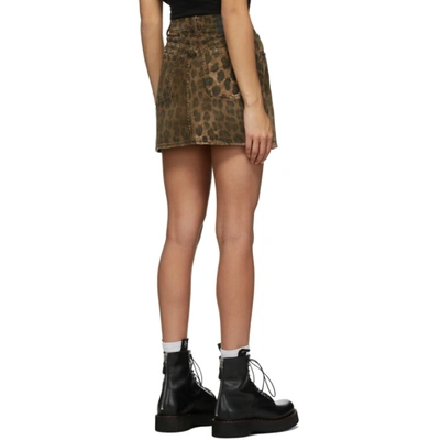 Shop R13 Brown Denim Leopard Miniskirt In Leopard Wsh
