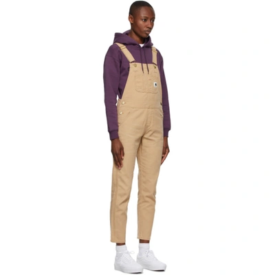 Shop Carhartt Tan Cotton Overall Jumpsuit In Dusty H Bro