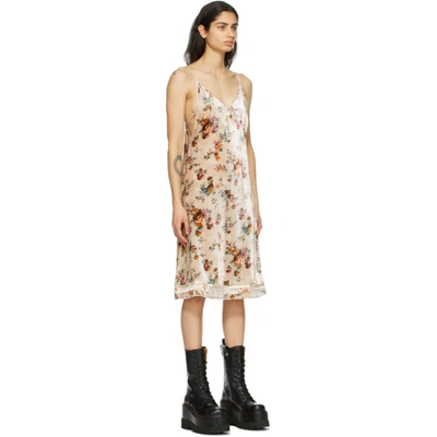 Shop R13 Off-white Velvet Back Tie Slip Dress In Ecru Floral