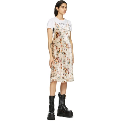 Shop R13 Off-white Velvet Back Tie Slip Dress In Ecru Floral