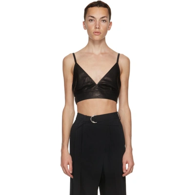 Shop Helmut Lang Black Leather Bra Tank Top In Onyx