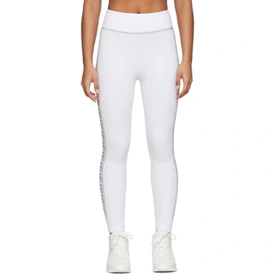 Shop Fendi White & Silver 'forever ' Elastic Band Leggings In F0znm White