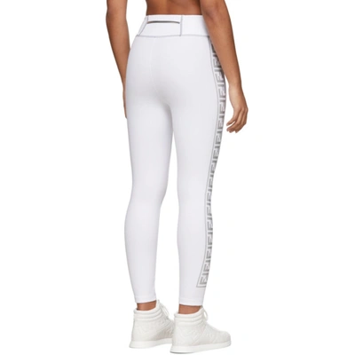 Shop Fendi White & Silver 'forever ' Elastic Band Leggings In F0znm White