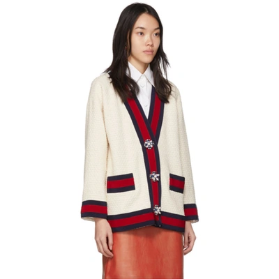 Shop Gucci Off-white Tweed Oversized Cardigan In 9401 Garden