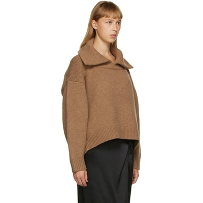 Shop Alexander Wang Brown Split Collar Pullover Polo In 280 Neutral