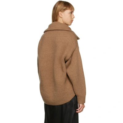 Shop Alexander Wang Brown Split Collar Pullover Polo In 280 Neutral