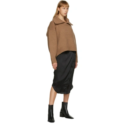 Shop Alexander Wang Brown Split Collar Pullover Polo In 280 Neutral