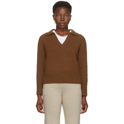 Shop Arch4 Brown Cashmere Clifton Gate Polo Sweater In Mohagany