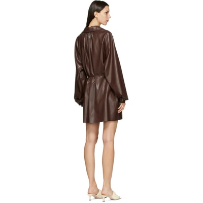 Shop Nanushka Brown Joy Vegan Leather Minidress In Plumchutney