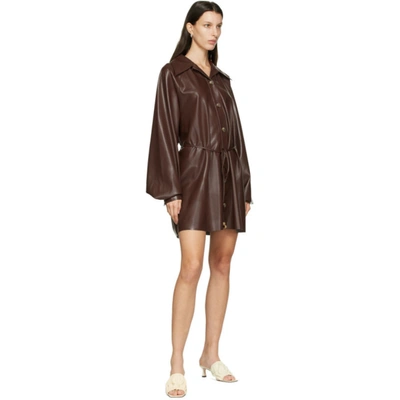 Shop Nanushka Brown Joy Vegan Leather Minidress In Plumchutney