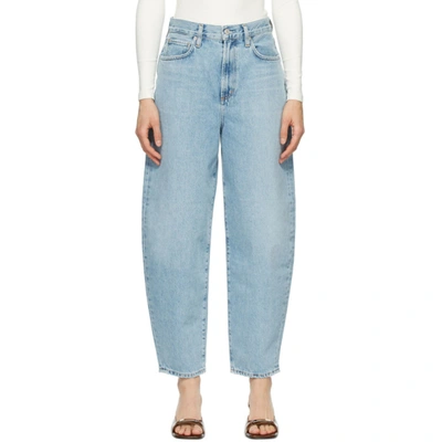 Shop Agolde Blue Balloon Ultra High-rise Curved Jeans In Revival