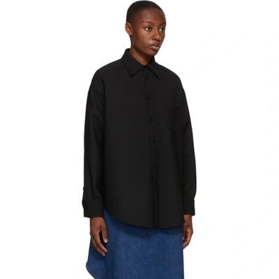 Shop Mm6 Maison Margiela Black Wool Circle Shirt In 900 Black