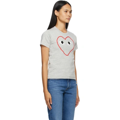 Comme Des Garçons Play Comme Des Garcons Play Grey Outline Heart T-shirt In Grey