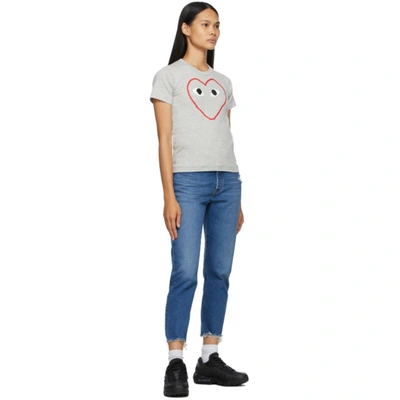 Comme Des Garçons Play Comme Des Garcons Play Grey Outline Heart T-shirt In Grey