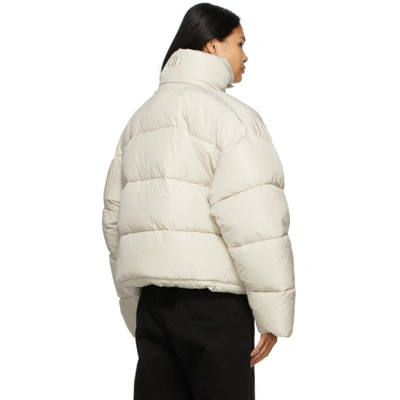 Shop Balenciaga Beige Bb Puffer Jacket In 9757 Chalky