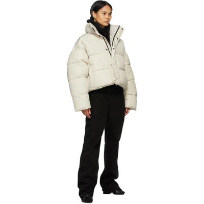 Shop Balenciaga Beige Bb Puffer Jacket In 9757 Chalky