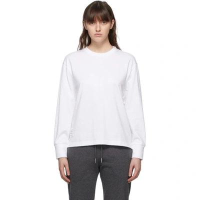 Shop Thom Browne Online Exclusive White Oversized Long Sleeve T-shirt In 100 White