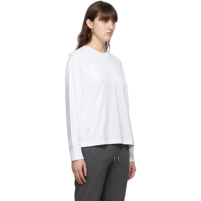 Shop Thom Browne Online Exclusive White Oversized Long Sleeve T-shirt In 100 White