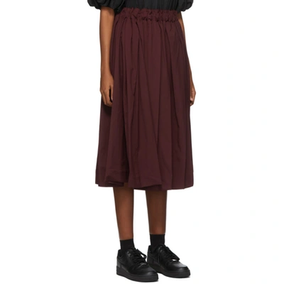 Shop Comme Des Garçons Burgundy Wool Gabardine Pleated Skirt In 1 Burgundy