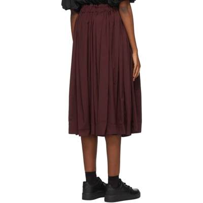 Shop Comme Des Garçons Burgundy Wool Gabardine Pleated Skirt In 1 Burgundy