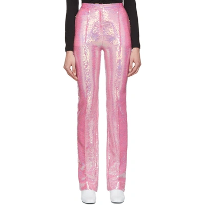 Shop Paco Rabanne Pink Sequin Trousers In P690 Pink I